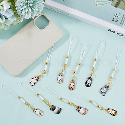 20Pcs 10 Styles Cat Shape Allloy Enamel Mobile Straps&nbsp;HJEW-SC00133