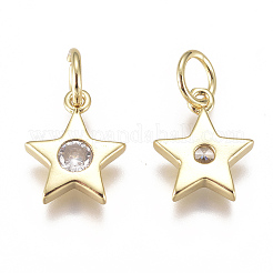Brass Micro Pave Cubic Zirconia Charms&nbsp;X2-ZIRC-F111-09G-08