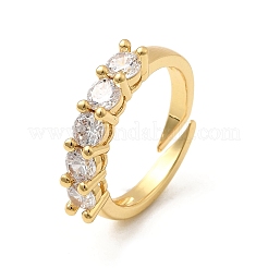 Brass Micro Pave Cubic Zirconia Finger Rings&nbsp;RJEW-P166-08A-G