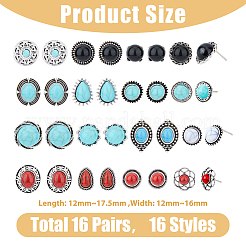 16 Pair 16 Style Ethnic Style Alloy Stud Earrings&nbsp;EJEW-FI0002-86