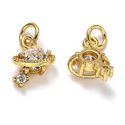 Brass Micro Pave Cubic Zirconia Charms&nbsp;X-ZIRC-H119-10G