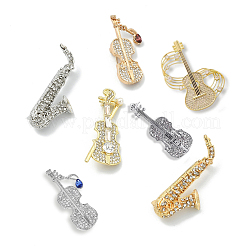 7Pcs 7 Styles Musical Instruments Alloy Rhinestone Lapel Pin Backs for Backpack Clothes&nbsp;JEWB-CJ0001-91