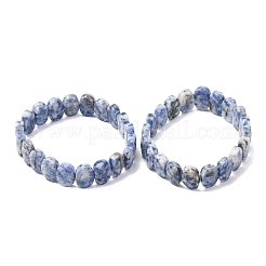 Natural Blue Spot Jasper Faceted Beaded Stretch Bracelets for Women&nbsp;BJEW-K251-07M