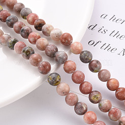 Round Natural Maible and Sesame Jasper/Kiwi Jasper Beads Strands&nbsp;G-S170-8mm