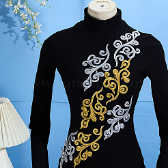 6 Pairs 2 Colors Ethnic Style Flower Pattern Computerized Embroidery Appliques&nbsp;PATC-ME0001-14