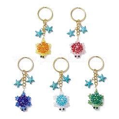 Glass Synthetic Turquoise Turtle Keychains&nbsp;KEYC-MZ00040