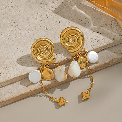 304 Stainless Steel Shell Shape Tassel Stud Earrings&nbsp;HO9250