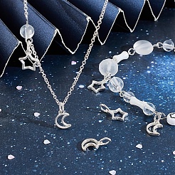 6Pcs 2 Styles 925 Sterling Silver Hollow Star & Moon Charms&nbsp;STER-PH0002-81