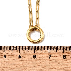 304 Stainless Steel Spring Gate Ring Pendant Paperclip Chain Necklaces for Women&nbsp;X-NJEW-Z091-13G