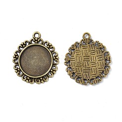 Tibetan Style Flat Round Alloy Pendant Cabochon Settings&nbsp;TIBEP-Q045-005AB-NR