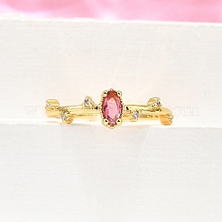 Brass Micro Pave Cubic Zirconia Cuff Rings for Women&nbsp;RJEW-H247-24G