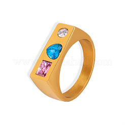 304 Stainless Steel Pave Cubic Zirconia Finger Rings&nbsp;WG42730-02