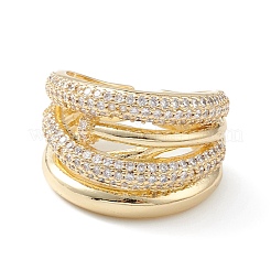 Clear Cubic Zirconia Flower Open Cuff Ring&nbsp;RJEW-C056-10G