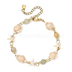 Starfish & Turtle Synthetic Turquoise Beaded Necklace & Bracelet Sets&nbsp;SJEW-JS01385-03