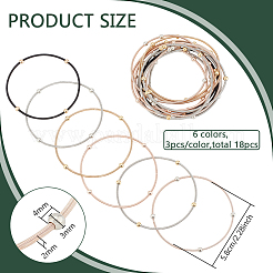 18Pcs 6 Colors Stainless Steel Satellite Chains Stretch Bracelets Set for Women&nbsp;BJEW-BC0001-27