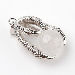 Eagle Claw Alloy Natural Quartz Crystal Pendants&nbsp;G-L455-A03
