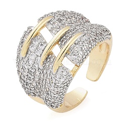 Brass Micro Pave Clear Cubic Zirconia Cuff Rings for Women Men&nbsp;STAS-I109-03GP