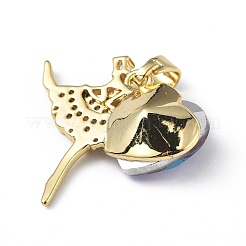Real 18K Gold Plated Rack Plating Brass Micro Pave Clear Cubic Zirconia Pendants&nbsp;KK-C015-15G-11