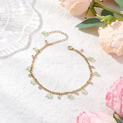 4Pcs 4 Styles Cat Eye Round Tassel 304 Stainless Steel Twisted Chain Anklets for Women&nbsp;AJEW-AN00698
