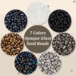 about 1770pcs 7 Colors Opaque Glass Seed Beads&nbsp;SEED-PH0002-23