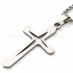 201 Stainless Steel Cross Pendant Necklaces&nbsp;NJEW-S007-01P
