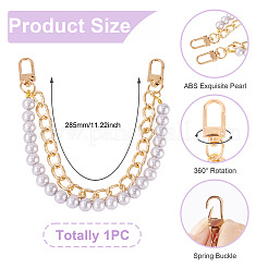 ABS Plastic Imitation Pearl and Aluminium Curb Chains Bag Extender Chains&nbsp;HJEW-TAC0074