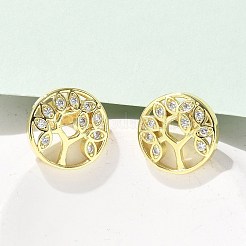 Brass Micro Pave Clear Cubic Zirconia Stud Earrings&nbsp;EJEW-P303-01A-G