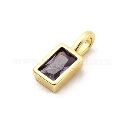 Rectangle Brass Micro Pave Cubic Zirconia Charms&nbsp;KK-C134-14G