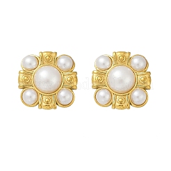 304 Stainless Steel Plastic Pearl Stud Earrings&nbsp;LS-EJEW-U070-03A-G