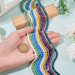 12 Strands 12 Colors Electroplate Opaque Glass Beads Strands&nbsp;EGLA-TA0013-34