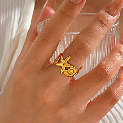 304 Stainless Steel Open Cuff Rings for Women&nbsp;WGB3F15-01