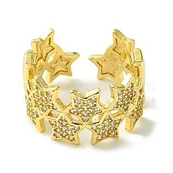 Brass Micro Pave Cubic Zirconia Open Cuff Rings&nbsp;RJEW-K256-25G