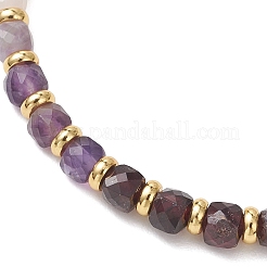 Natural Rose Quartz & Garnet & Rainbow Moonstone & Amethyst Beaded Stretch Bracelets&nbsp;BJEW-JB13485-01