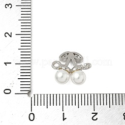 Brass Micro Pave Cubic Zirconia & ABS Plastic Imitation Pearl White Cherry Connector Charms&nbsp;KK-I276-56P-01