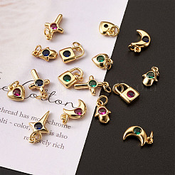Brass Micro Pave Cubic Zirconia Charms&nbsp;ZIRC-TA0001-15G