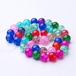 16 inch Mixed Color Round Crackle Glass Strands&nbsp;X-GGM004