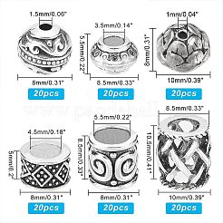 120Pcs 6 Style Tibetan Style Alloy Beads&nbsp;TIBE-NB0001-21