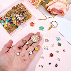 DIY Letter & Flower Keychain Findings Kits&nbsp;DIY-BM0002-22