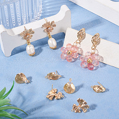 8Pcs 4 Styles Brass with Clear Cubic Zirconia Stud Earring Findings&nbsp;KK-TA0002-61