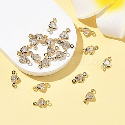 SHEGRACE Brass Pave Clear Cubic Zirconia Heart Connector Charms&nbsp;XGRQ2O671-448G