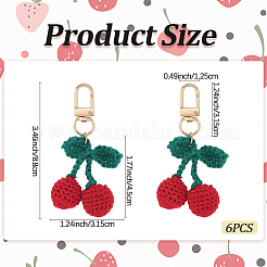 6Pcs Cherry Wool Knitting Pendant Decorations&nbsp;HJEW-CP0001-18G