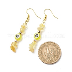 7Pcs 7 Style Natural Mixed Gemstone Chips & Resin Evil Eye Beaded Dangle Earrings&nbsp;EJEW-JE05117