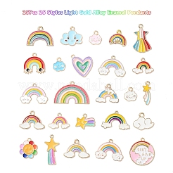 25Pcs 25 Style Light Gold Alloy Enamel Pendants&nbsp;ENAM-YW0001-82