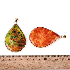 Brass Pave Dyed Natural Agate Big Pendants&nbsp;G-T139-96