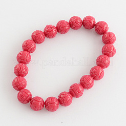 Longevity Synthetic Coral Stretch Bracelets&nbsp;BJEW-S105-M