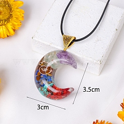 Resin with Gemstone inside 7 Chakra Pendant Necklaces&nbsp;PW-WG74B6A-03