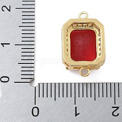 Rack Plating Brass Micro Pave Clear Cubic Zirconia Rectangle Connector Charms&nbsp;KK-A234-028G-03