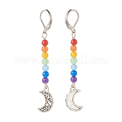 Natural Malaysia Jade with Alloy Moon Long Dangle Leverback Earrings&nbsp;EJEW-JE04909-03