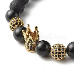 Oil Diffuser Yoga Natural Tourmaline & Natural Lava Rock Beads Stretch Bracelet for Girl Women&nbsp;BJEW-JB06800