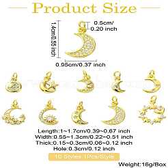 10Pcs 10 Styles Brass Micro Pave Clear Cubic Zirconia Pendants&nbsp;KK-CJ0002-49